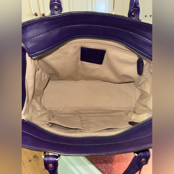 Coach Legacy Leather Purple Zebra Print Candace Carryall Purse Satchel LIKE NEW - Picture 11 of 11